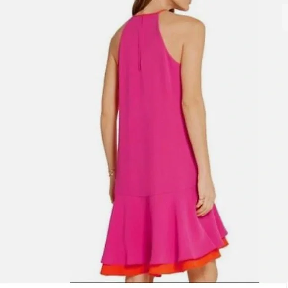 Like new DIANE VON FURSTENBERG KERA COMBO VIVID PINK ORANGE DRESS - Picture 10 of 16
